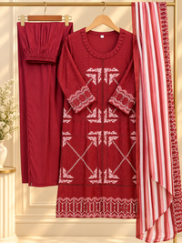 PT03 – Maroon Embroidered Party Wear Suit