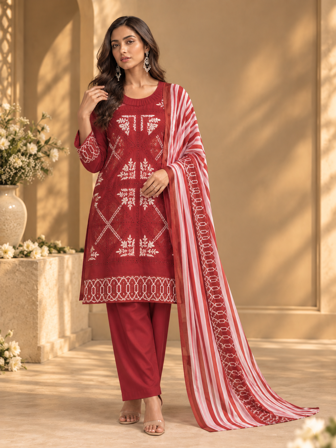 PT03 – Maroon Embroidered Party Wear Suit