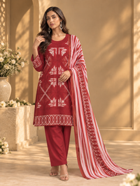 PT03 – Maroon Embroidered Party Wear Suit