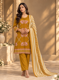 PT04 – Mustard Pink Embroidered Party Wear Set