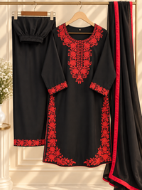 PT08 — Black & Red Embroidered
