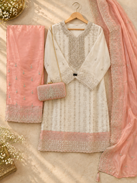 PT16- Pearl Blush Embroidered 3-Piece Suit Set