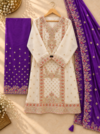 PT18- Royal Purple Heritage Embroidered 3-Piece Suit Set