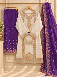 PT18- Royal Purple Heritage Embroidered 3-Piece Suit Set