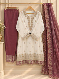 PT-19 — Maroon Elegance Embroidered 3-Piece Suit